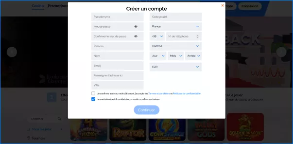 Modulo di registrazione utente